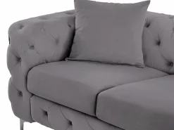 Vente-unique Sofá de 3 plazas y sillón de terciopelo antracita y patas de metal EDWINA Gris antracita Best