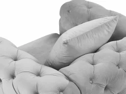 Vente-unique Sofá de 3 plazas y sillón de terciopelo y patas de metal EDWINA Gris claro