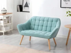 Sofá de 2 plazas y sillón de tela verde agua acolchado. Estilo escandinavo. CASERTA^Vente-unique Hot