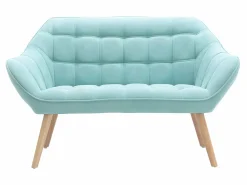 Sofá de 2 plazas y sillón de tela verde agua acolchado. Estilo escandinavo. CASERTA^Vente-unique Hot
