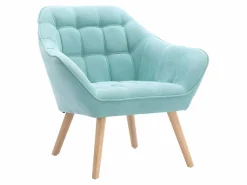 Sofá de 2 plazas y sillón de tela verde agua acolchado. Estilo escandinavo. CASERTA^Vente-unique Hot