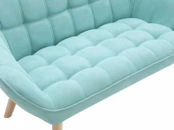 Sofá de 2 plazas y sillón de tela verde agua acolchado. Estilo escandinavo. CASERTA^Vente-unique Hot