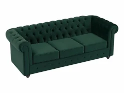 Vente-unique Sofá de 3 plazas y sillón de terciopelo CHESTERFIELD Verde Sale