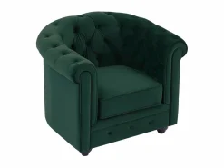Vente-unique Sofá de 3 plazas y sillón de terciopelo CHESTERFIELD Verde Sale