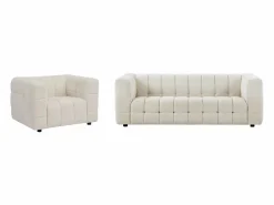 Sofá de 3 plazas y sillón en tela bouclé marfil LERICI de Pascal Morabito^Vente-unique Online