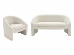 Vente-unique Conjunto Sofá Y Sillón|Sofá de 2 plazas y sillón en tejido tela de rizo OSSANA