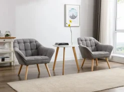 Vente-unique Conjunto Sofá Y Sillón|Sofá de 2 plazas y sillón acolchado estilo escandinavo. Tendencia del momento. Medidas: Ancho 127 / 82 x Prof. 73 x Alt. 77 cm. CASERTA