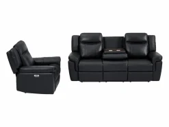 Sofá de 3 plazas y sillón relax eléctrico de piel KENNETH^Vente-unique