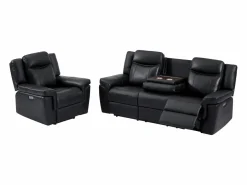 Sofá de 3 plazas y sillón relax eléctrico de piel KENNETH^Vente-unique