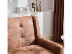 Hauss Spole Conjunto Sofá Y Sillón|Sofá de 2 plazas y sillones en tejido ante color café - Conjunto de 2 con patas de madera