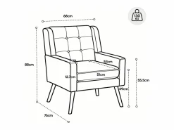 Sofá de 2 plazas y sillones en tejido de lino - Juego de 2 con patas de madera^Hauss Spole Best
