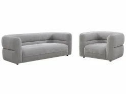Vente-unique Sofá de 3 plazas y un sillón en tela de chenilla TALIENA Gris Clearance