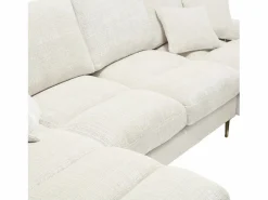 DripeX Sofá de 4 puentes, en tela de oruga, marco de madera sólida, con almohadas, 272x136x88cm, Beige Hot