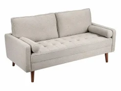 Sofá de 3 salones en tela de lino - escandinavo - con 2 almohadas y reposabrazos - pies de madera sólida - 173x77x84cm^DripeX Best