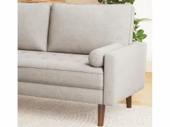 Sofá de 3 salones en tela de lino - escandinavo - con 2 almohadas y reposabrazos - pies de madera sólida - 173x77x84cm^DripeX Best