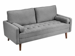 DripeX Sofá Escandinavo|Sofá de 3 salones en tela de lino - escandinavo - con 2 almohadas y reposabrazos - pies de madera sólida - 173x77x84cm