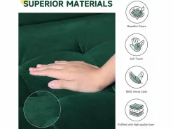 DripeX Sofá de 2 salones en terciopelo , sofá de sala de estar moderna, con reposabrazos y pies bajos, una espalda baja - 148.5x78x85cm Verde Discount