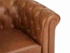 Vente-unique Sofá de 3 y 2 plazas de piel de vaca color CHESTERFIELD Camel New