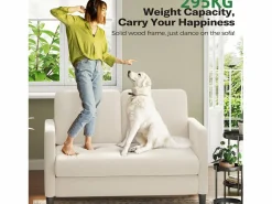 DripeX Sofá de comodidad de 2 salas en terciopelo de peluche, con un asiento profundo de 55 cm y reposabrazos - 128x78x89cm Beige Online