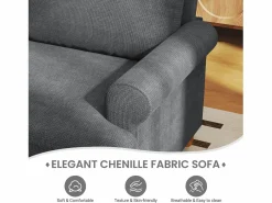 DripeX Sofá - 3 Plazas|Sofá De Tela|Sofá de comodidad de 3 salones, tela de oruga, con reposabrazos, cojines y 2 almohadas, carga máxima 365 kg - 220x76x86 cm