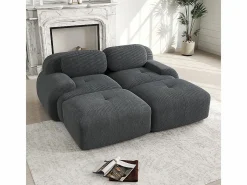 KOMHTOM Conjunto Sofás|Sofá de dos plazas de terciopelo a cuadros, antideslizante, con reposabrazos ergonómicos y acolchado mullido de alta resistencia, .