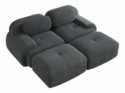 KOMHTOM Conjunto Sofás|Sofá de dos plazas de terciopelo a cuadros, antideslizante, con reposabrazos ergonómicos y acolchado mullido de alta resistencia, .