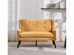 Hauss Spole Conjunto Sofá Y Sillón|Sofá de dos plazas y sillones en tejido de lino - Juego de 2 con patas de madera