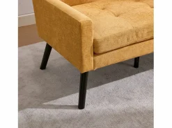Hauss Spole Conjunto Sofá Y Sillón|Sofá de dos plazas y sillones en tejido de lino - Juego de 2 con patas de madera