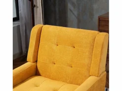 Hauss Spole Conjunto Sofá Y Sillón|Sofá de dos plazas y sillones en tejido de lino - Juego de 2 con patas de madera