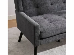 Sofá de dos plazas y sillones en tejido de lino oscuro - Juego de 2 con patas de madera^Hauss Spole Hot