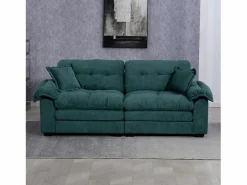 Sofá de dos plazas y sillones giratorios en tejido chenilla - Con cojines^Hauss Spole Online