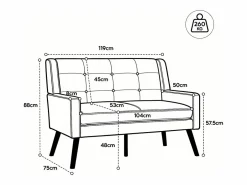 Hauss Spole Conjunto Sofá Y Sillón|Sofá de dos plazas y sillones en tejido de lino - Conjunto de 2 con patas de madera