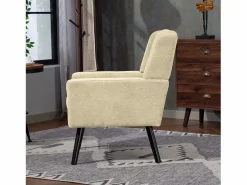 Hauss Spole Conjunto Sofá Y Sillón|Sofá de dos plazas y sillones en tejido de lino - Conjunto de 2 con patas de madera
