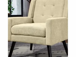Hauss Spole Conjunto Sofá Y Sillón|Sofá de dos plazas y sillones en tejido de lino - Conjunto de 2 con patas de madera
