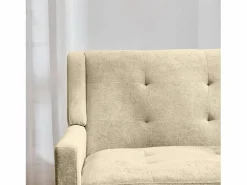 Hauss Spole Conjunto Sofá Y Sillón|Sofá de dos plazas y sillones en tejido de lino - Conjunto de 2 con patas de madera