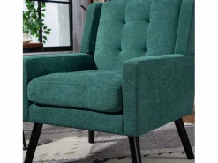 Hauss Spole Conjunto Sofá Y Sillón|Sofá de dos plazas y sillones en tejido de lino - Juego de 2 con patas de madera
