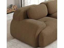 DripeX Sofá de esquina 2 plazas modular - en Pana - con 2 cojines y otomana - ergonómico - 208x178x70cm - Marrón Marru00f3n Sale