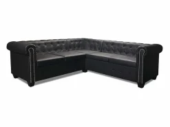 vidaxl Sofás Chesterfield|Sofá de esquina Chesterfield 5 plazas cuero artificial
