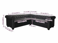 vidaxl Sofás Chesterfield|Sofá de esquina Chesterfield 5 plazas cuero artificial