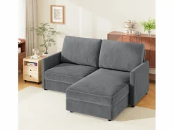 DripeX Sofá de esquina de 2 salas - ángulo reversible derecho / izquierda - 180x140x86cm - en tela de terciopelo acanalado - carga máxima de 300 kg - Gris antracita Online