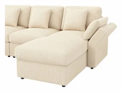 ModernLuxe Sofá de esquina en forma de U - 6 plazas - con reposabrazos ajustables - con reposapiés desmontable - Pana acanalada - Beige Sale