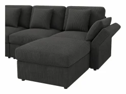 ModernLuxe Sofá de esquina en forma de U - 6 plazas - con reposabrazos ajustables - con reposapiés desmontable - Pana acanalada - Gris Outlet
