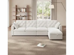 Sofá de esquina moderno en L - Con espacio de almacenamiento - Ajustable a izquierda y derecha - Con bolsillos laterales de almacenamiento - Terciopelo - ​​​^ModernLuxe Sale