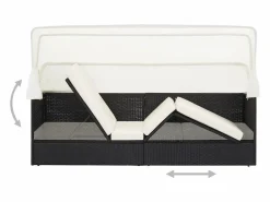vidaxl Sofá de jardín con dosel ratán sintético Negro