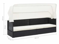 vidaxl Sofá de jardín con dosel ratán sintético Negro