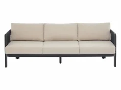 MYLIA Sofá de jardín de 3 plazas de aluminio y cuerda - con cojines beige - HELYSI de Negro Online