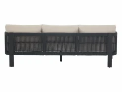 MYLIA Sofá de jardín de 3 plazas de aluminio y cuerda - con cojines beige - HELYSI de Negro Online