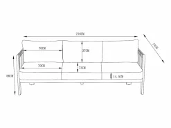 MYLIA Sofá de jardín de 3 plazas de aluminio y cuerda - con cojines beige - HELYSI de Negro Online