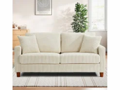 DripeX Sofá de terciopelo acanalado de 2 a 2 años, sofá derecha acolchado moderno grande con asientos extra profundos de 56 cm - 2 cojines - 178x76x89cm - Beige Online