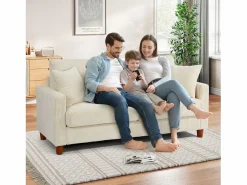 DripeX Sofá de terciopelo acanalado de 2 a 2 años, sofá derecha acolchado moderno grande con asientos extra profundos de 56 cm - 2 cojines - 178x76x89cm - Beige Online